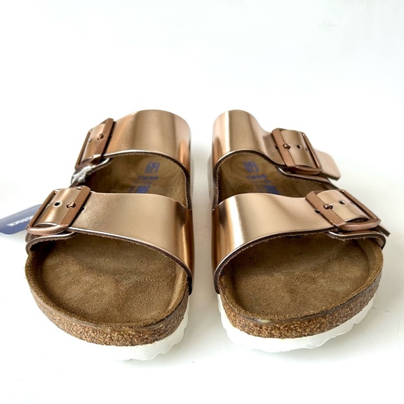 Rose Gold Metallic Copper Birkenstock Arizona Two Strap Sandals New Size 37 - Picture 8 of 11